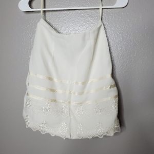 Cream formal mini skirt